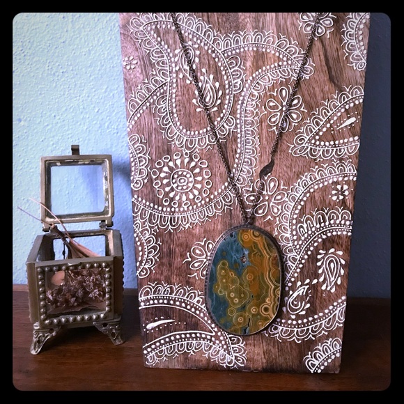 Ocean Jasper Statement 4” Pendant Necklace - Picture 2 of 8